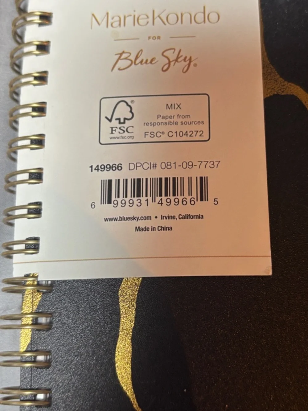 2025 Marie Kondo Black/Gold Spiral Planner Weekly/Monthly Organizer for 2031